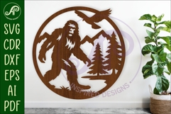 Big foot forest mountain scene wall sign svg laser cut Product Image 1