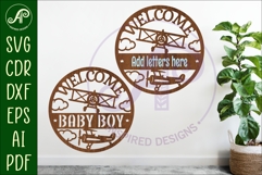 Welcome baby shower vintage plane wall sign svg laser cut Product Image 1