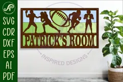 American football scene name sign SVG 3 layer laser cut Product Image 1