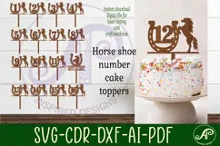 Horse shoe number cake toppers, 17 designs SVG laser cut Product Image 1