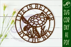 Life is better by the sea Turtle wall art sign, SVG file Product Image 1
