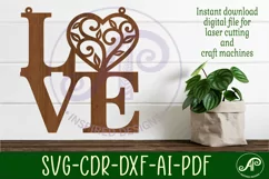Love word with vine heart wall art sign, SVG file. vector Product Image 1