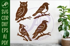 Birds on a branch silhouette laser cut outs SVG files Product Image 1