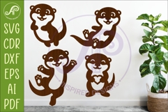 Cute Otters Silhouette SVG, Otter cut out shapes 2 Product Image 1