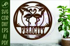 Flamingo Name Sign SVG Tropical Beach Nursery Wall Decor Product Image 1