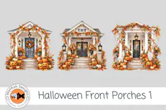 PNG Halloween Watercolor Front Porches 1 Product Image 2