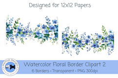 Watercolor PNG 300dpi Floral Borders 2 Product Image 2