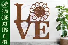 Love word with flower wall art sign, SVG file. vector Product Image 1