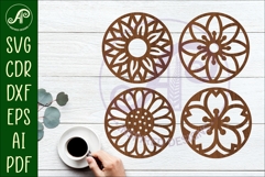 Floral Coasters, laser cut out flower coaster Product Image 1