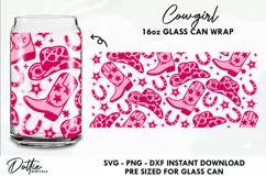 Cow Girl Libbey Glass Can Wrap SVG | 16oz Coffee Cup Product Image 1