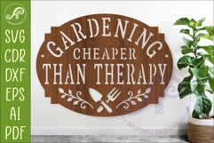 Gardening Is Cheaper Than Therapy Sign, Funny Garden Decor Product Image 1
