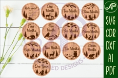 Woodland themed Baby monthly milestone discs SVG forest Product Image 1