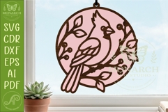 Cardinal Bird Suncatcher SVG | Stained Glass Style Laser Cut Product Image 1