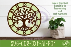 Tree of Life Wall Clock SVG for Laser Cutting Decor Product Image 1