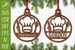 Chef Christmas Ornament SVG| Personalized Laser Cut Product Image 1