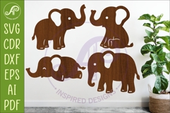 Cute Elephant SVG Laser Cut Files Animal Silhouette 1 Product Image 1