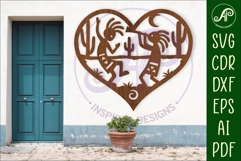 Kokopelli heart wall sign, laser cut Product Image 1