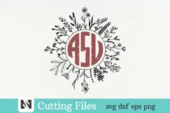 Flower Monogram Svg, Flower Frame Svg, Flower Svg Product Image 1