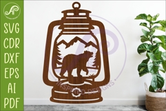 Camping Lantern Scene Bear Wall Sign Product Image 1