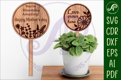 Mother&#039;s day plant stake laser engraved SVG designs 3 and 4 Product Image 1