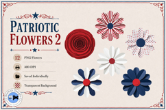 Patriotic Flowers 2 PNG Paper Flowers Product Image 2