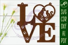 Love word with pets wall art sign, SVG file. vector Product Image 1