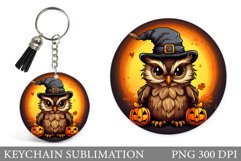 Owl Halloween Keychain. Halloween Owl Sublimation Product Image 1