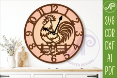 Rooster Wall Clock SVG Farmhouse Clock Laser Cut File Product Image 1