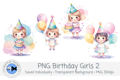 Watercolor Birthday Girl Clipart Set 2 Product Image 2