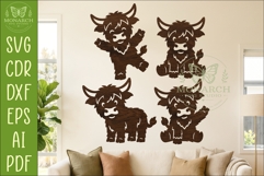 Cute Highland Cow Silhouettes SVG Farm Animal 2 Product Image 1