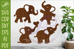 Cute Elephant SVG Laser Cut Files Animal Silhouette 2 Product Image 1