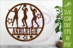 Personalized Netball Name Sign Female Player Wall Art Laser Product Image 1