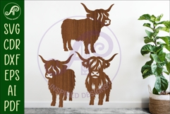Highland cow silhouette laser cut outs SVG file Product Image 1