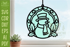 Snowman Suncatcher SVG | Winter Window Hanger Laser Product Image 1