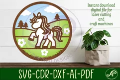 Unicorn layered scene wall art sign, SVG file. vector Product Image 1