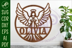 Guardian Angel Name Sign SVG, Praying Angel Laser Cut File Product Image 1