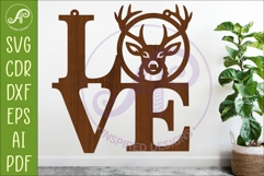 Deer LOVE SVG, Rustic Deer Head Sign SVG, Hunting Wall Art Product Image 1