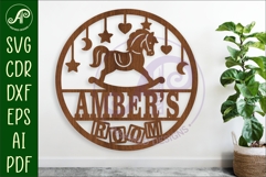 Rocking Horse name sign design for laser cutting Product Image 1