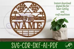 Demolition derby cars name sign svg laser cut template Product Image 1