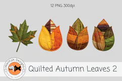 Quilted Fabric PNG Leaves 2 Product Image 2