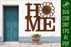 Home word with flower wall art sign, SVG file. vector Product Image 1