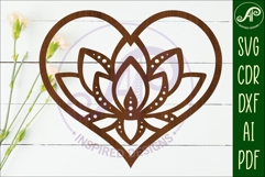 Lotus flower heart wall sign, laser cut Product Image 1