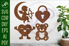 Valentines day silhouette laser cut outs SVG file 2 Product Image 1