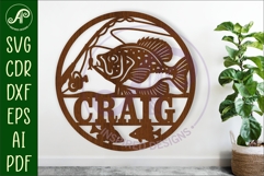 Black crappie fishing name sign svg laser cut template Product Image 1