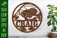 Black crappie fishing name sign svg laser cut template Product Image 1