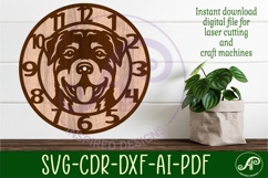 Rottweiler dog clock wall clock laser cut file Product Image 1