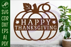 Pumpkin fall Happy Thanksgiving wall sign svg laser cut file Product Image 1