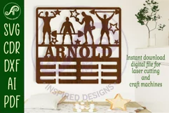 Weight lifting male medal holder Name svg laser cut Product Image 1