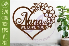Nana We love you heart wall sign laser cut file Product Image 1