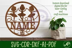 little girl Ballerinas name sign svg laser cut template Product Image 1